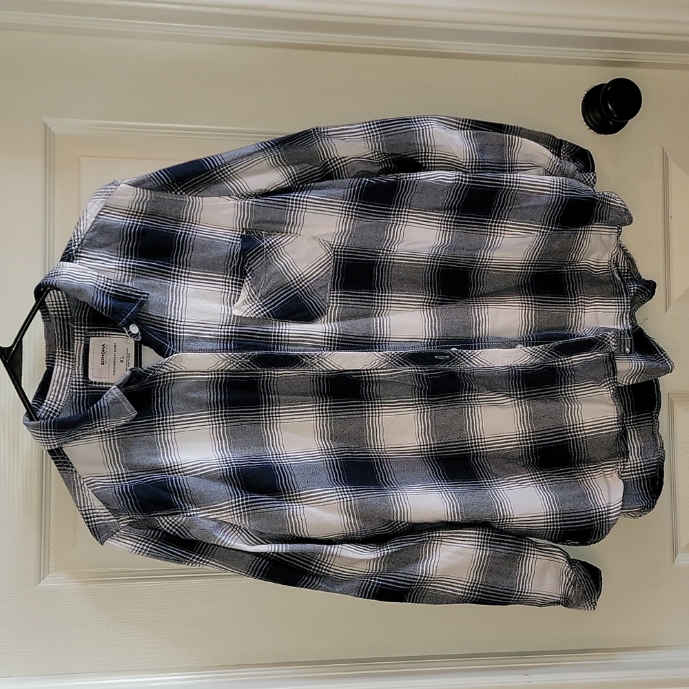 Sonoma, XL, Navy blue/white plaid